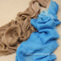 Pure Modal Ombre Scarf Gradient Color from Blue to Brown Frayed Edges